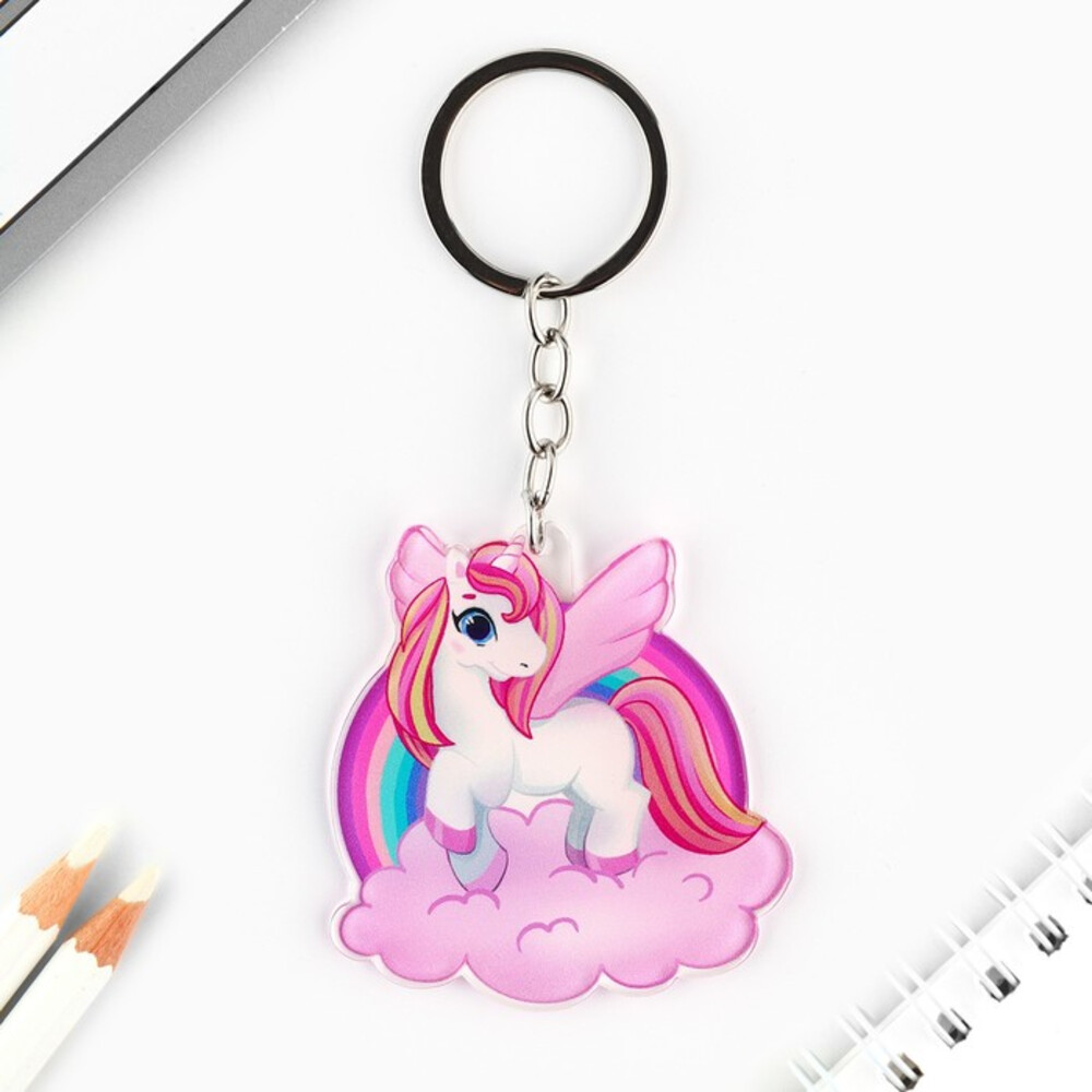 Брелок для ключей детский акриловый «Единорог», 3.5×10 см